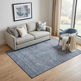 5' X 8' Sky Blue And Beige Abstract Washable Area Rug With UV Protection