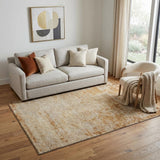 5' X 8' Copper And Beige Abstract Washable Area Rug With UV Protection
