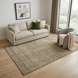 5' X 8' Wheat And Beige Geometric Washable Area Rug With UV Protection