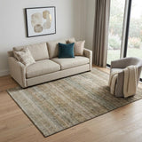 5' X 8' Copper Gray And Beige Striped Washable Area Rug With UV Protection