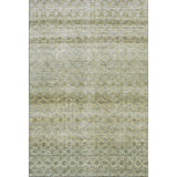 3' X 5' Artichoke Green Gray And Beige Striped Washable Area Rug With UV Protection