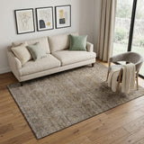 5' X 8' Brown And Beige Abstract Washable Area Rug With UV Protection