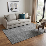 5' X 8' Gray And Silver Abstract Washable Area Rug With UV Protection