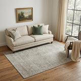 5' X 8' Linen And Ivory Abstract Washable Area Rug With UV Protection
