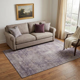 5' X 8' Plum And Ivory Abstract Washable Area Rug With UV Protection