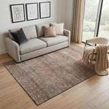 5' X 8' Coral Gray And Silver Striped Washable Area Rug With UV Protection