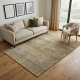 5' X 8' Wheat Gray And Beige Striped Washable Area Rug With UV Protection