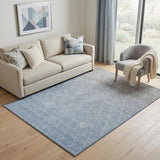 5' X 8' Blue Gray And Silver Geometric Washable Area Rug With UV Protection