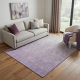 5' X 8' Lavender And Ivory Geometric Washable Area Rug With UV Protection