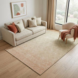 5' X 8' Salmon And Beige Geometric Washable Area Rug With UV Protection