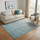 5' X 8' Teal And Ivory Geometric Washable Area Rug With UV Protection