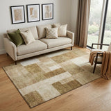 5' X 8' Terra Cotta Beige And Copper Geometric Washable Area Rug With UV Protection