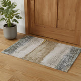 3' X 5' Beige Brown And Gray Abstract Washable Area Rug With UV Protection