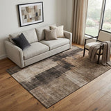 5' X 8' Brown Beige And Taupe Abstract Washable Area Rug With UV Protection