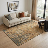 5' X 8' Copper And Gray Abstract Washable Area Rug With UV Protection