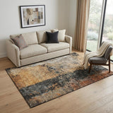 5' X 8' Copper Beige And Gray Abstract Washable Area Rug With UV Protection