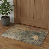 3' X 5' Sage Copper And Gold Abstract Washable Area Rug With UV Protection