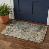 3' X 5' Sage And Beige Abstract Washable Area Rug With UV Protection