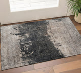 3' X 5' Taupe Beige And Gray Abstract Washable Area Rug With UV Protection