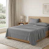 Four Piece Light Gray Cotton King Sheet Set
