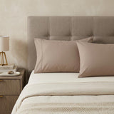 Set of Two Light Brown Cotton Queen Pillowcases