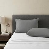 Set of Two Light Gray Cotton King Pillowcases