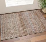 3' X 5' Copper Gray And Beige Abstract Geometric Washable Area Rug With UV Protection