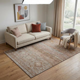 5' X 8' Copper Gray And Beige Abstract Geometric Washable Area Rug With UV Protection