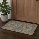 3' X 5' Rust Charcoal And Beige Geometric Washable Area Rug With UV Protection