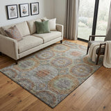 5' X 8' Rust Charcoal And Beige Geometric Washable Area Rug With UV Protection