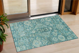 3' X 5' Turquoise And Teal Blue Medallion Washable Indoor Outdoor Area Rug