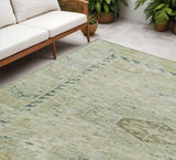 5' X 8' Sage And Gold Medallion Washable Indoor Outdoor Area Rug