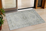 3' X 5' Taupe And Beige Medallion Washable Indoor Outdoor Area Rug