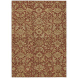 5' X 8' Rust And Beige Floral Washable Indoor Outdoor Area Rug