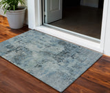 3' X 5' Blue And Gray Abstract Washable Indoor Outdoor Area Rug