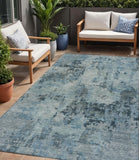 5' X 8' Blue And Gray Abstract Washable Indoor Outdoor Area Rug