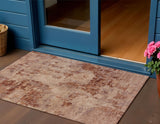 3' X 5' Copper And Coral Abstract Washable Indoor Outdoor Area Rug