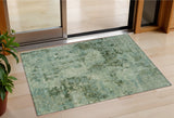 3' X 5' Sage And Teal Blue Abstract Washable Indoor Outdoor Area Rug
