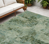 5' X 8' Sage And Teal Blue Abstract Washable Indoor Outdoor Area Rug