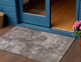 3' X 5' Brown And Ivory Abstract Washable Indoor Outdoor Area Rug