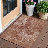 3' X 5' Copper And Ivory Abstract Washable Indoor Outdoor Area Rug