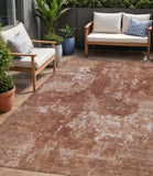 5' X 8' Copper And Ivory Abstract Washable Indoor Outdoor Area Rug