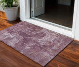 3' X 5' Merlot And Gray Abstract Washable Indoor Outdoor Area Rug
