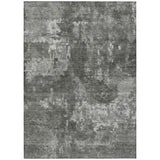 5' X 8' Pewter And Ivory Abstract Washable Indoor Outdoor Area Rug