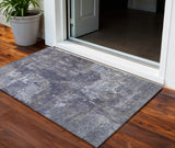 3' X 5' Plum And Ivory Abstract Washable Indoor Outdoor Area Rug