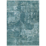 5' X 8' Teal Blue And Aqua Abstract Washable Indoor Outdoor Area Rug
