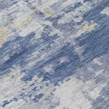 5' X 8' Navy Blue And Ivory Abstract Washable Indoor Outdoor Area Rug