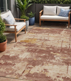 5' X 8' Rust And Beige Abstract Washable Indoor Outdoor Area Rug