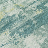 5' X 8' Teal Blue Ivory And Gold Abstract Washable Indoor Outdoor Area Rug