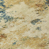 5' X 8' Beige Blue And Gray Abstract Washable Indoor Outdoor Area Rug